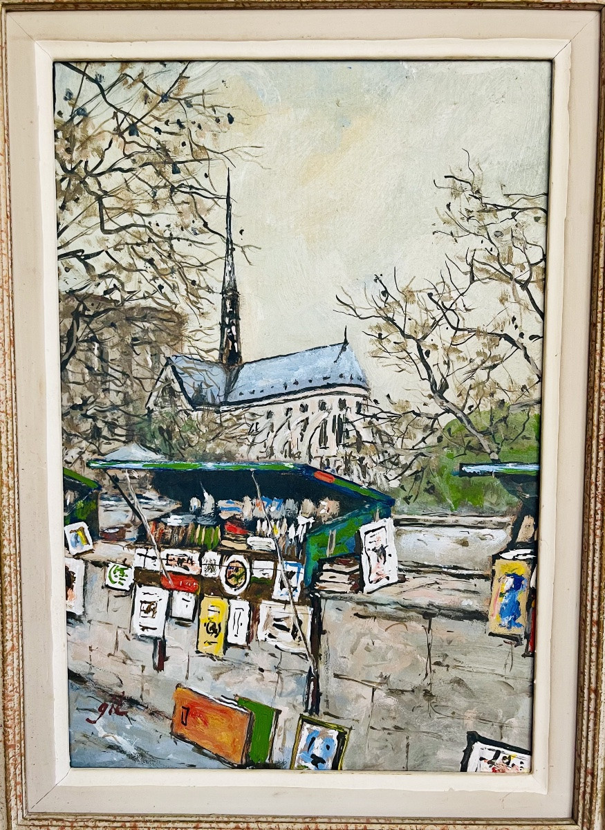 Peinture Notre Dame et les bouquinistes - GIL-photo-2